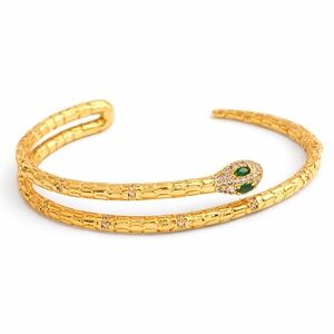 Snake Cuff Bracelet 18K Gold Plated– Adjustable Statement Bangle